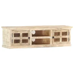 Berkfield TV Cabinet White 130x30x36 cm Solid Mango Wood