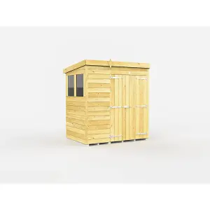 DIY Sheds 6x4 Pent Shed - Double Door With Windows