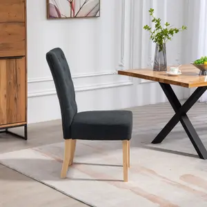 Set of 2 Pienza Fabric Dining Chairs - Black