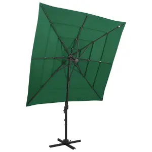 Berkfield 4-Tier Parasol with Aluminium Pole Green 250x250 cm