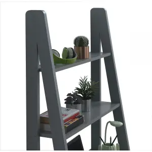 Riva Retro Ladder Bookcase Desk Shelving Shelf Unit 5 Tier Dark Grey