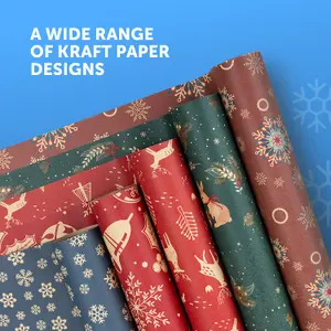 Kraft & Co 2 Pack Christmas Wrapping Paper Roll (Reindeer)