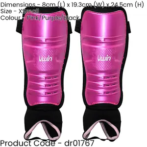 XS Hockey Shinguards & Ankle Protectors - PINK/BLACK - High Impact Lightweight