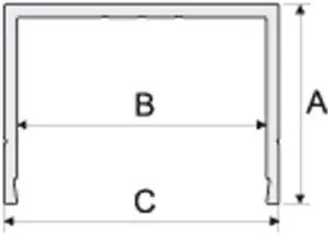 Aluminum anodised equal-sided channel u-shape section grooved bar, U-profile B81 1000x20x20.6 mm