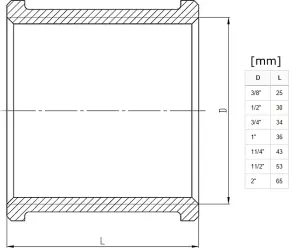 Invena 1/2 Inch Pipe Muff Fittings Female x Female Brass Joint Union