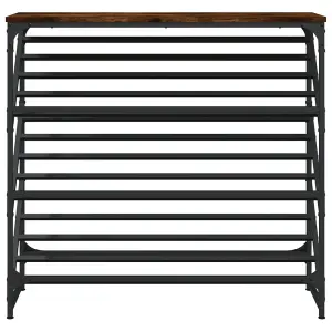 Shoe Rack Smoked Oak 90x30x85 cm Engineered Wood