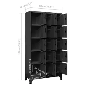 Berkfield Locker Cabinet Anthracite 90x40x180 cm Steel