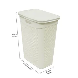 Plastic Laundry Hamper with Handles White