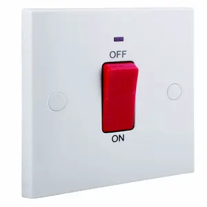 BG 45A Rocker Raised square Control switch with LED indicator Gloss White