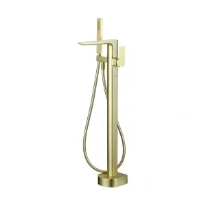 Luxury 1695x795 Gold Freestanding Bathtub with Brushed Brass Mixer Tap Set