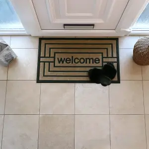 JVL Vienna Rubber Backed Scraper Doormat, 45x75cm, Welcome