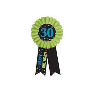 Amscan 30th Birthday Badge (Pack of 6) Green/Black/Blue (One Size)