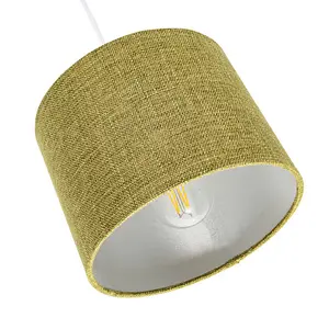 Modern Olive Linen Fabric Small 8 Drum Lamp Shade with Silver Inner Lining