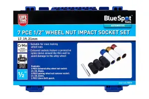 Blue Spot Tools - 7 PCE 1/2"  Wheel Nut Impact Socket Set - 17, 19, 21mm