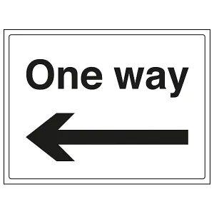 One Way Arrow Left Parking Road Sign - Adhesive Vinyl - 300x200mm (x3)