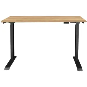 Dellonda Oak Electric Adjustable Office Standing Desk, Quiet, 70kg, 1200 x 600mm