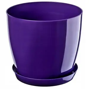 Plant Flower Pot Plastic 20 Colours 9 sizes Gloss Pots Planter Saucer Tray Deco Purple 28cm