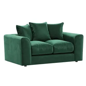 Brooklyn Plush Velvet Fibre Fabric Sofa Set 3 and 2 Seater sofa  Green