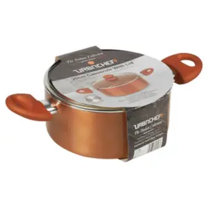 URBNCHEF 31cm Height Copper Non-Stick Ceramic Induction Casserole Set with Glass Lids