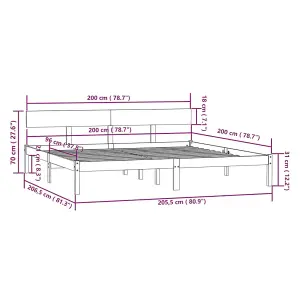 Berkfield Bed Frame White Solid Wood Pine 200x200 cm