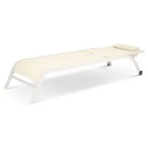 Bali Metal Reclining Sun Lounger Cream Set of 2