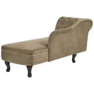 Left Hand Chaise Lounge Velvet Olive Green NIMES