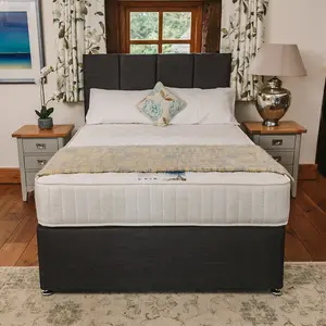 Paris Comfort Orthopaedic Sprung Divan Bed Set 4FT Small Double 4 Drawers - Naples Slate