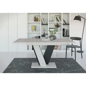 Extendable Dining Table Ameila Light Grey/Black