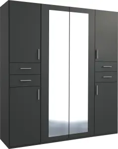 NEW YORK graphite  4 door wardrobe with mirror and drawers