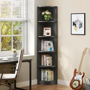 180.1cm H x 29.7cm W Corner Bookcase Grey