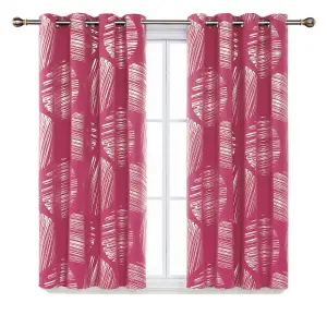 Deconovo Eyelet Blackout Curtains, Thermal Insulated Silver Foil Printed W46xL72 Inch Pink 1 Pair