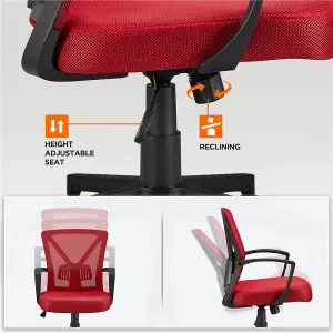 Yaheetech Ergonomic Mid-back Swivel Mesh Office Chair - Red