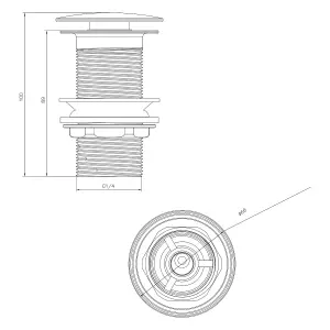 Unslotted Click Clack Basin Waste - Gold