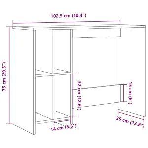 Berkfield Desk Artisan Oak 102.5x35x75 cm Engineered Wood