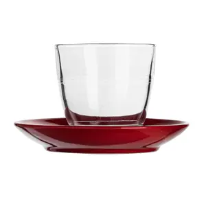 Duralex - Gigogne Mismatched Coffee Cup & Saucer Set - 220ml - Red - 12pc