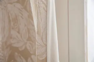 Chenille Jacquard Lined Ring Top Eyelet Curtains 117x229cm Cream