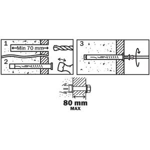 Diall Hex Grey Multi-purpose screw & wall plug (Dia)10mm (L)140mm, Pack of 6