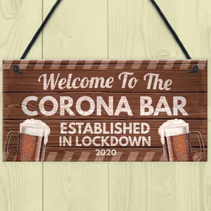 Red Ocean Novelty Corona Bar Sign Funny Quirky Hanging Sign For Home Bar Gifts For Him Man Cave Gifts