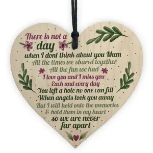 Red Ocean Handmade Mum Memorial Gift Grave Plaque Tribute Sign Wooden Heart Mum Birthday Gifts For Her