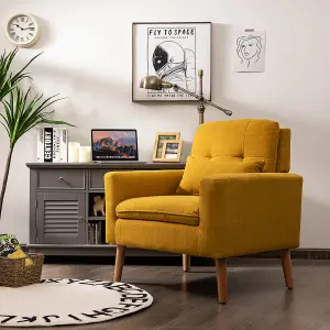 Costway Modern Upholstered Accent Sofa Chair Button Tufted Armchair Leisure Lounge Chair Yellow