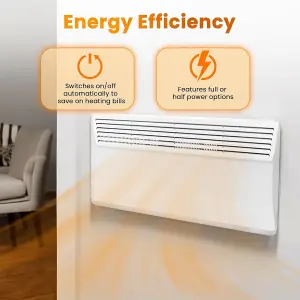 Electric Panel Heater 2000W Floor Wall Mounted Radiator, Thermostat Timer