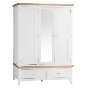 3 Door Wardrobe - L1350 x W55 x H190 cm - White