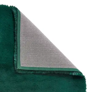 Jewel Green Shaggy Plain Modern Polyester Easy to Clean Rug for Living Room and Bedroom-80cm X 150cm