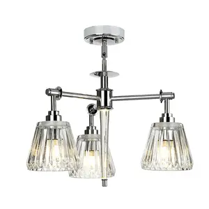 IP 44 3Bulb Ceiling Pendant Light Fitting Polished Chrome LED G9 3.5W