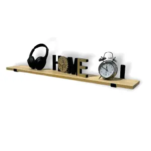 Handcrafted Oak Floating Wooden Wall-Mounted Floating Rustic Shelf, Kitchen Shelves Living Room Bedroom Decor(140 cm Long)