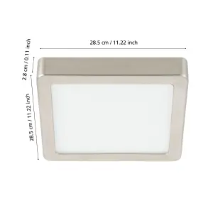 Eglo Fueva-Z Square Satin Nickel Smart Control Colour Changing LED Ceiling Light, (D) 28.5cm