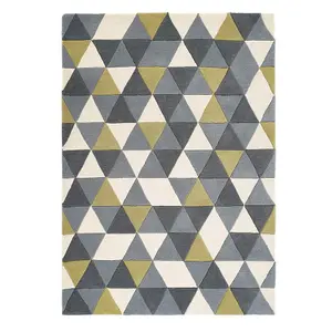 Handmade Geometric Luxurious Modern Wool Easy to clean Rug for Bed Room, Living Room, and Dining Room-120cm X 170cm