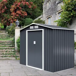 Costway 9 FT x 6 FT Outdoor Storage Shed Tool Storage House with Double Sliding Door