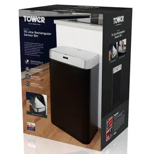 Steel Motion Sensor Rubbish Bin - 75L Black