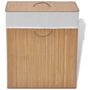 Bamboo Laundry Hamper with Handles Natural / Small (60cm H x 40cm W x 30cm D)